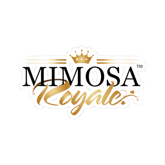 Mimosa Royale Kiss-Cut Stickers - Elegant Gold Design for Laptop & Decor