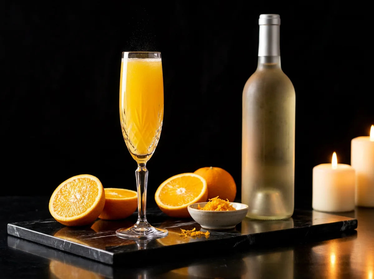 Orange Mimosa Cans tasting board